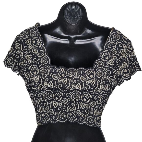 Joseph Ribkoff vintage 90s lace midriff crop top size 12 - Picture 2 of 7